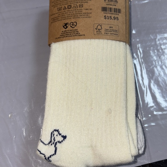 PINK crew socks beige  and  light gray . Two pairs - Picture 2 of 4